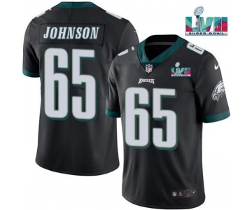 Men's Philadelphia Eagles #65 Lane Johnson Black Super Bowl LVII Patch Vapor Untouchable Limited Stitched Jersey