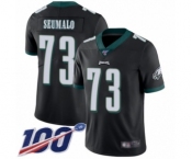 Men's Philadelphia Eagles #73 Isaac Seumalo Black Alternate Vapor Untouchable Limited Player 100th Season Football Jersey