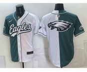 Men's Philadelphia Eagles Team Big Logo Green White Split Stitched Jersey Men's Philadelphia Eagles Team Big Logo Green White Split Stitched Jersey