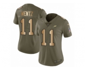 Women Nike Philadelphia Eagles #11 Carson Wentz Limited Olive Gold 2017 Salute to Service NFL Jersey