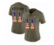 Women Nike Philadelphia Eagles #11 Carson Wentz Limited Olive USA Flag 2017 Salute to Service Wentzylvania NFL Jersey