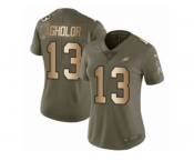 Women Nike Philadelphia Eagles #13 Nelson Agholor Limited Olive Gold 2017 Salute to Service NFL Jersey