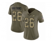Women Nike Philadelphia Eagles #26 Jaylen Watkins Limited Olive Camo 2017 Salute to Service NFL Jersey