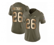 Women Nike Philadelphia Eagles #26 Jaylen Watkins Limited Olive Gold 2017 Salute to Service NFL Jersey