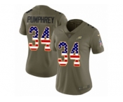 Women Nike Philadelphia Eagles #34 Donnel Pumphrey Limited Olive USA Flag 2017 Salute to Service NFL Jersey