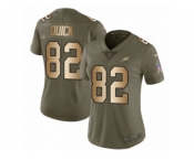 Women Nike Philadelphia Eagles #82 Mike Quick Limited Olive Gold 2017 Salute to Service NFL Jersey
