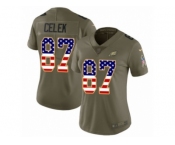Women Nike Philadelphia Eagles #87 Brent Celek Limited Olive USA Flag 2017 Salute to Service NFL Jersey