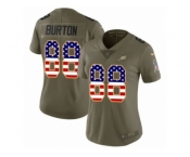 Women Nike Philadelphia Eagles #88 Trey Burton Limited Olive USA Flag 2017 Salute to Service NFL Jersey