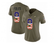 Women Nike Philadelphia Eagles #9 Nick Foles Limited Olive USA Flag 2017 Salute to Service NFL Jersey