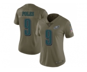Women Nike Philadelphia Eagles #9 Nick Foles Olive Stitched NFL Limited 2017 Salute to Service Jersey