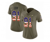 Women Nike Philadelphia Eagles #91 Fletcher Cox Limited Olive USA Flag 2017 Salute to Service NFL Jersey