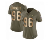 Women Nike Philadelphia Eagles #96 Derek Barnett Limited Olive Gold 2017 Salute to Service NFL Jersey