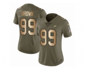 Women Nike Philadelphia Eagles #99 Jerome Brown Limited Olive Gold 2017 Salute to Service NFL Jersey
