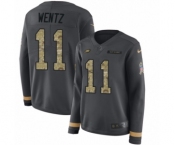 Women's Nike Philadelphia Eagles #11 Carson Wentz Limited Black Salute to Service Therma Long Sleeve NFL Jersey