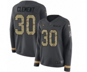 Women's Nike Philadelphia Eagles #30 Corey Clement Limited Black Salute to Service Therma Long Sleeve NFL Jersey