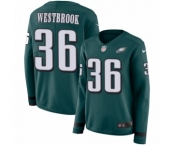 Women's Nike Philadelphia Eagles #36 Brian Westbrook Limited Green Therma Long Sleeve NFL Jersey