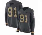 Women's Nike Philadelphia Eagles #91 Fletcher Cox Limited Black Salute to Service Therma Long Sleeve NFL Jersey