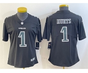 Women's Philadelphia Eagles #1 Jalen Hurts Black Fashion Vapor Untouchable Limited Football Stitched Jersey