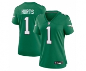 Women's Philadelphia Eagles #1 Jalen Hurts Kelly Green Game Stitched Jersey(Run Small)