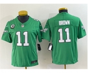 Women's Philadelphia Eagles #11 A. J. Brown Green 2023 F.U.S.E. With C Patch Stitched Football Jersey(Run Small)