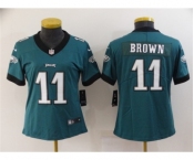Women's Philadelphia Eagles #11 A. J. Brown Green Vapor Stitched Football Jersey
