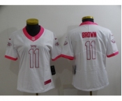 Women's Philadelphia Eagles #11 A. J. Brown Pink White Stitched Football Jersey