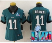 Women's Philadelphia Eagles #11 AJ Brown Limited Green Super Bowl LVII Vapor Jersey