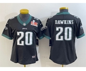 Women's Philadelphia Eagles #20 Brian Dawkins Black 2025 Super Bowl LIX Patch Vapor Untouchable Limited Stitched Football Jersey