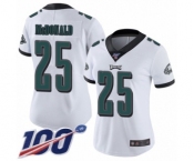 Women's Philadelphia Eagles #25 Tommy McDonald White Vapor Untouchable Limited Player 100th Season Football Jersey