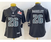 Women's Philadelphia Eagles #26 Saquon Barkley Black 2025 Super Bowl LIX Patch Fashion Vapor Untouchable Limited Football Stitched Jersey