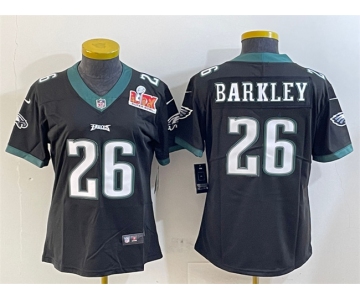 Women's Philadelphia Eagles #26 Saquon Barkley Black 2025 Super Bowl LIX Patch Vapor Untouchable Limited Football Stitched Jersey