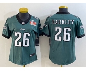 Women's Philadelphia Eagles #26 Saquon Barkley Green 2025 Super Bowl LIX Patch Vapor Untouchable Limited Stitched Football Jersey