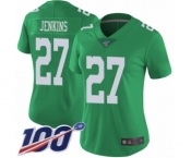 Women's Philadelphia Eagles #27 Malcolm Jenkins Limited Green Rush Vapor Untouchable 100th Season Football Jersey