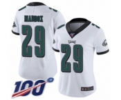 Women's Philadelphia Eagles #29 Avonte Maddox White Vapor Untouchable Limited Player 100th Season Football Jersey