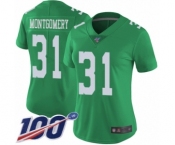 Women's Philadelphia Eagles #31 Wilbert Montgomery Limited Green Rush Vapor Untouchable 100th Season Football Jersey