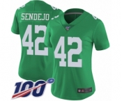 Women's Philadelphia Eagles #42 Andrew Sendejo Limited Green Rush Vapor Untouchable 100th Season Football Jersey