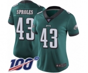 Women's Philadelphia Eagles #43 Darren Sproles Midnight Green Team Color Vapor Untouchable Limited Player 100th Season Football Jersey