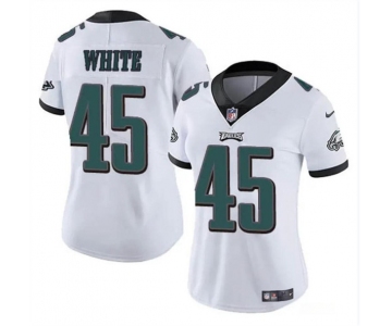 Women's Philadelphia Eagles #45 Devin White White Vapor Untouchable Limited Football Stitched Jersey