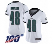 Women's Philadelphia Eagles #48 Wes Hopkins White Vapor Untouchable Limited Player 100th Season Football Jersey