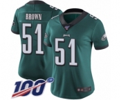 Women's Philadelphia Eagles #51 Zach Brown Midnight Green Team Color Vapor Untouchable Limited Player 100th Season Football Jersey
