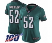 Women's Philadelphia Eagles #52 Paul Worrilow Midnight Green Team Color Vapor Untouchable Limited Player 100th Season Football Jersey