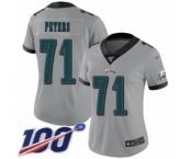 Women's Philadelphia Eagles #71 Jason Peters Limited Silver Inverted Legend 100th Season Football Jersey