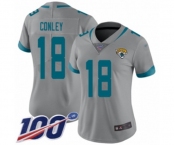 Women's Jacksonville Jaguars #18 Chris Conley Silver Inverted Legend Limited 100th Season Football Jersey