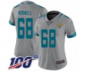 Women's Jacksonville Jaguars #68 Andrew Norwell Silver Inverted Legend Limited 100th Season Football Jersey