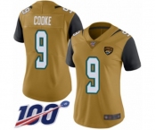 Women's Jacksonville Jaguars #9 Logan Cooke Limited Gold Rush Vapor Untouchable 100th Season Football Jersey