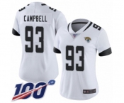 Women's Jacksonville Jaguars #93 Calais Campbell White Vapor Untouchable Limited Player 100th Season Football Jersey
