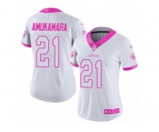 Women's Nike Jacksonville Jaguars #21 Prince Amukamara Limited White Pink Rush Fashion NFL Jersey