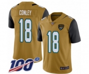Youth Jacksonville Jaguars #18 Chris Conley Limited Gold Rush Vapor Untouchable 100th Season Football Jersey