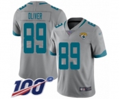 Youth Jacksonville Jaguars #89 Josh Oliver Silver Inverted Legend Limited 100th Season Football Jersey