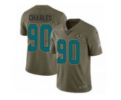 Youth Nike Jacksonville Jaguars #90 Stefan Charles Limited Olive 2017 Salute to Service NFL Jersey